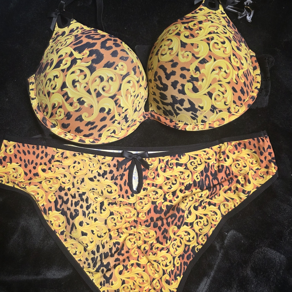 Versace Yellow and Black Baroque Leopard Bikini Set
